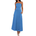 Vintage-tinged Pleated Patchwork Strapless Evening Dress by Ricaloux
