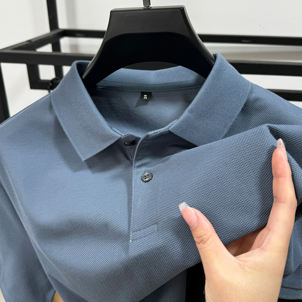 Heavyweight Mens Polo Shirt Short-sleeved T-shirt With A Turn-down Collar by Ricaloux