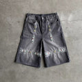 New Leather Patchwork Studded Rhinestone Shorts – Premium 0 | RICALOUX