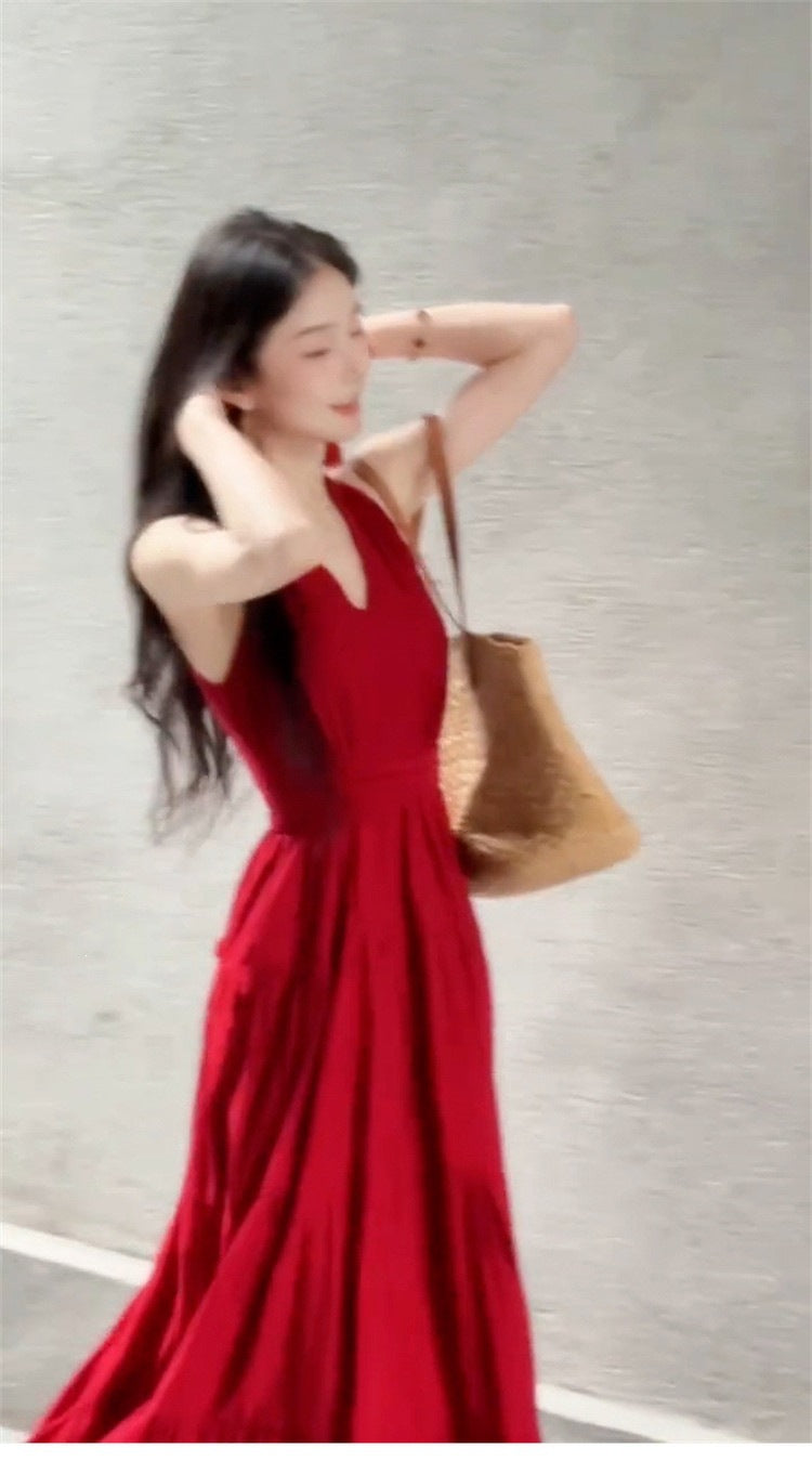 Womens Fashionable Slim-Fit Halter-Neck Slip Dress – Premium 0 | RICALOUX