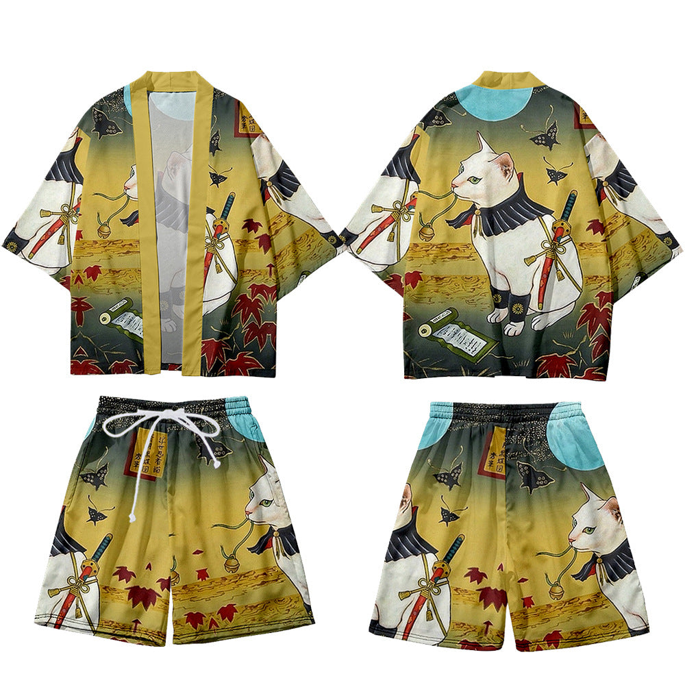 Printed Casual Kimono-style Mid-sleeve Wrap For Couple Outfits – Premium 0 | RICALOUX