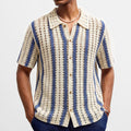 Mens Pure Cotton Hollow-out Crochet Knit Sweater by Ricaloux