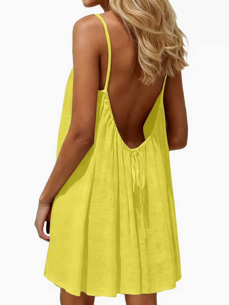 Womens Strapless Backless Loose-fitting Solid-color Dress by Ricaloux