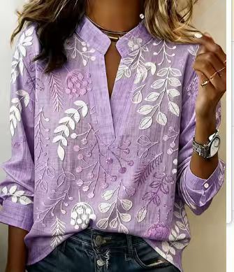 Pullover Versatile Spring Summer Long-sleeve Blouse Top by Ricaloux