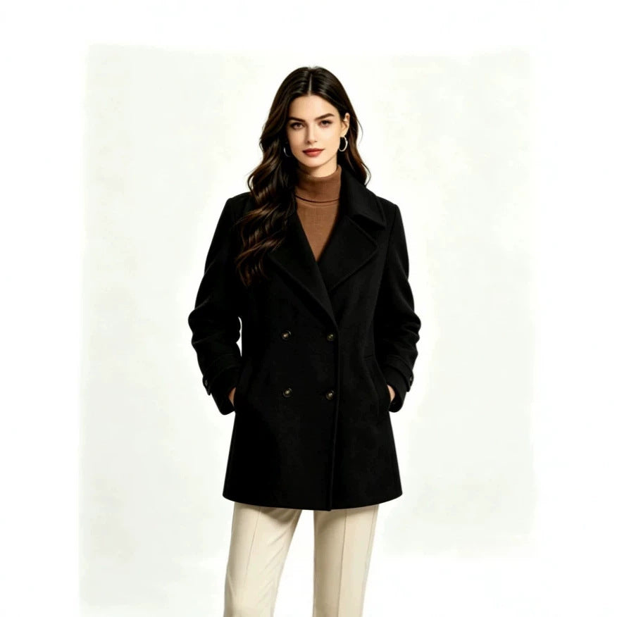 Womens Wool Coat With A Lapel And Buttons by Ricaloux