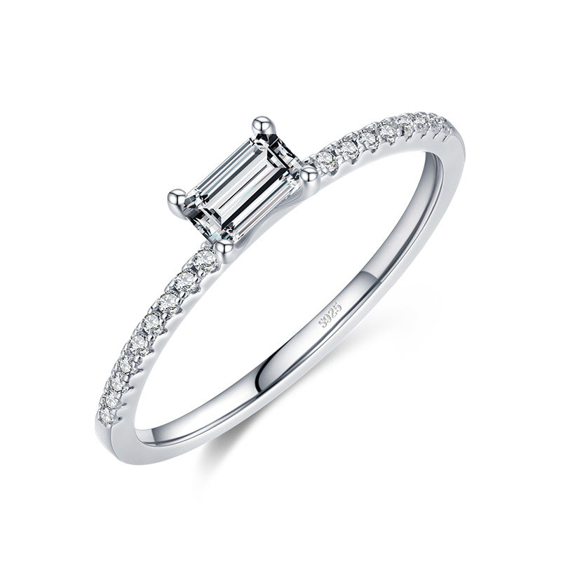 S925 Sterling Silver All-Match Simple Korean Trendy Micro-Inlaid Index Finger Ring Fashion Jewelry by Ricaloux