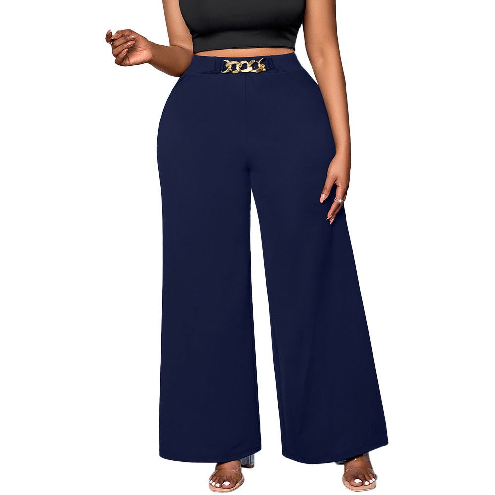 Summer Plus Size Metal Buckle Trousers For Women - RICALOUX
