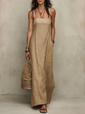 Loose-fit Womens Strap Straight Maxi Dress by Ricaloux