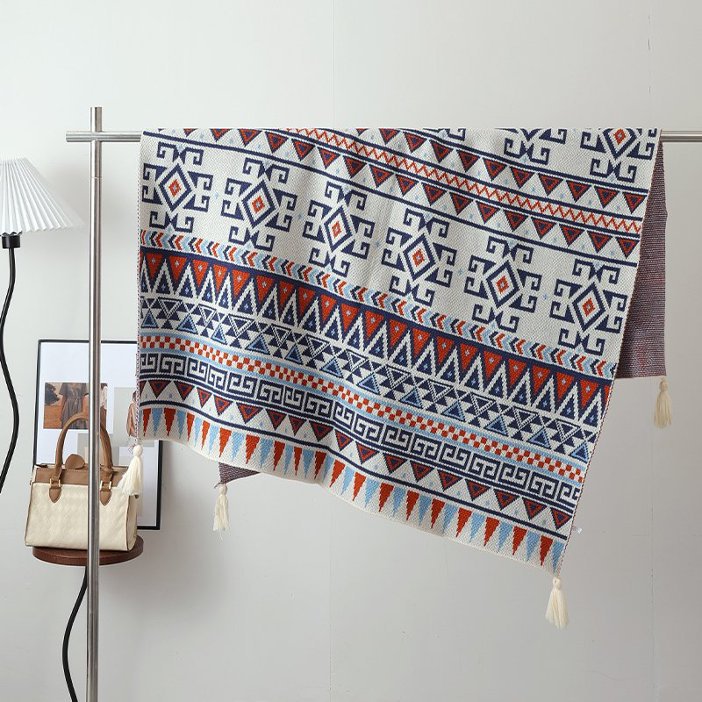 Ethnic-style Knitted Tassel Shawl – Premium 0 | RICALOUX
