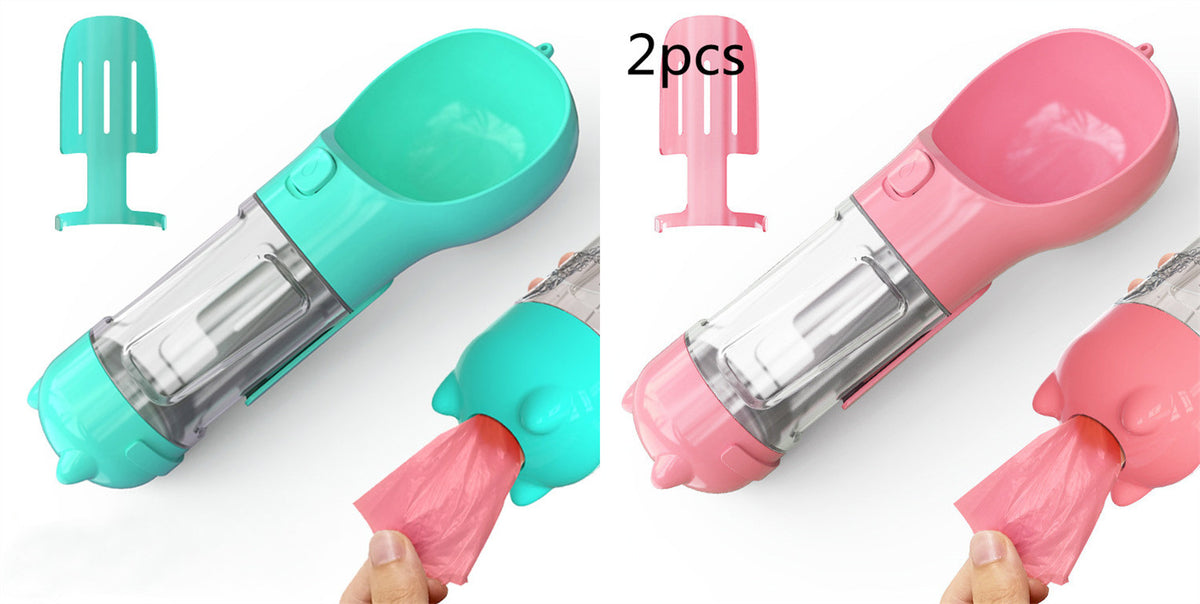 Pet Water Bottle Feeder Bowl Garbage Bag Storage Portable Pet Outdoor Travel 3 In 1 Dog Water Bottle by Ricaloux