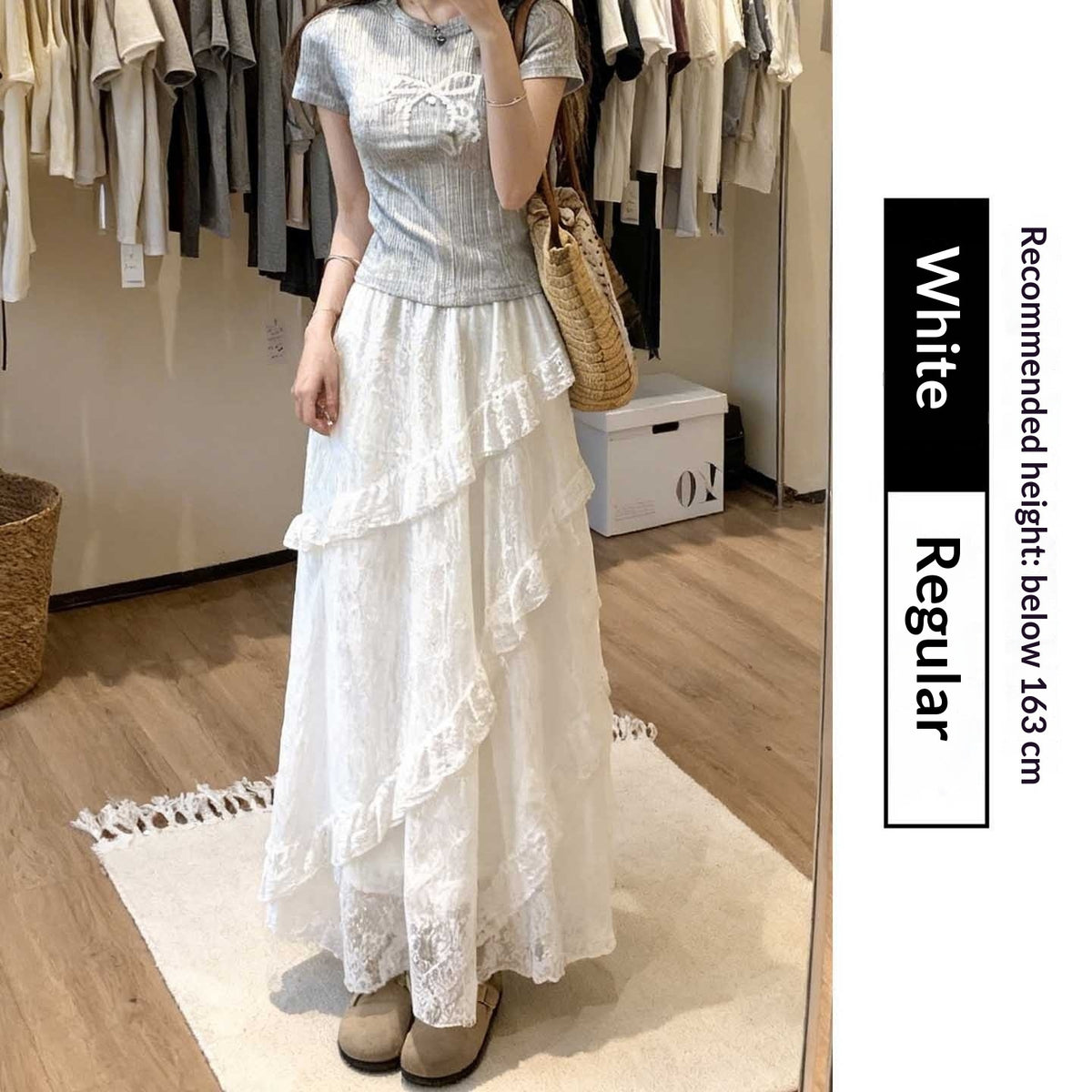 Summer New Arrivals Patchwork Twill Lace Skirt by Ricaloux
