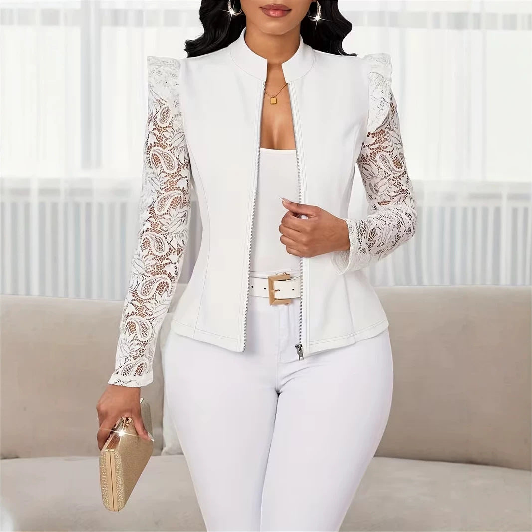 Womens Casual Cardigan-Style Blazer With A Crew Neck – Premium 0 | RICALOUX