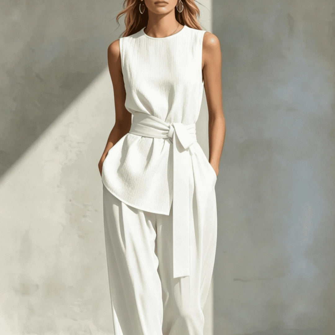 Womens Casual Sleeveless Tied-top And Pants Set by Ricaloux