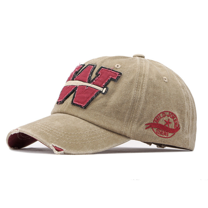 Men's And Women's Universal Large W-letter Embroidered Distressed Baseball Cap With Retro Beveling Design, Trendy Street Style, Versatile For All Occasions. – Premium 4 | RICALOUX