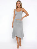 Two-piece Set Springsummer Womens Chic And Elegant Camisole Top With A Flared Skirt by Ricaloux