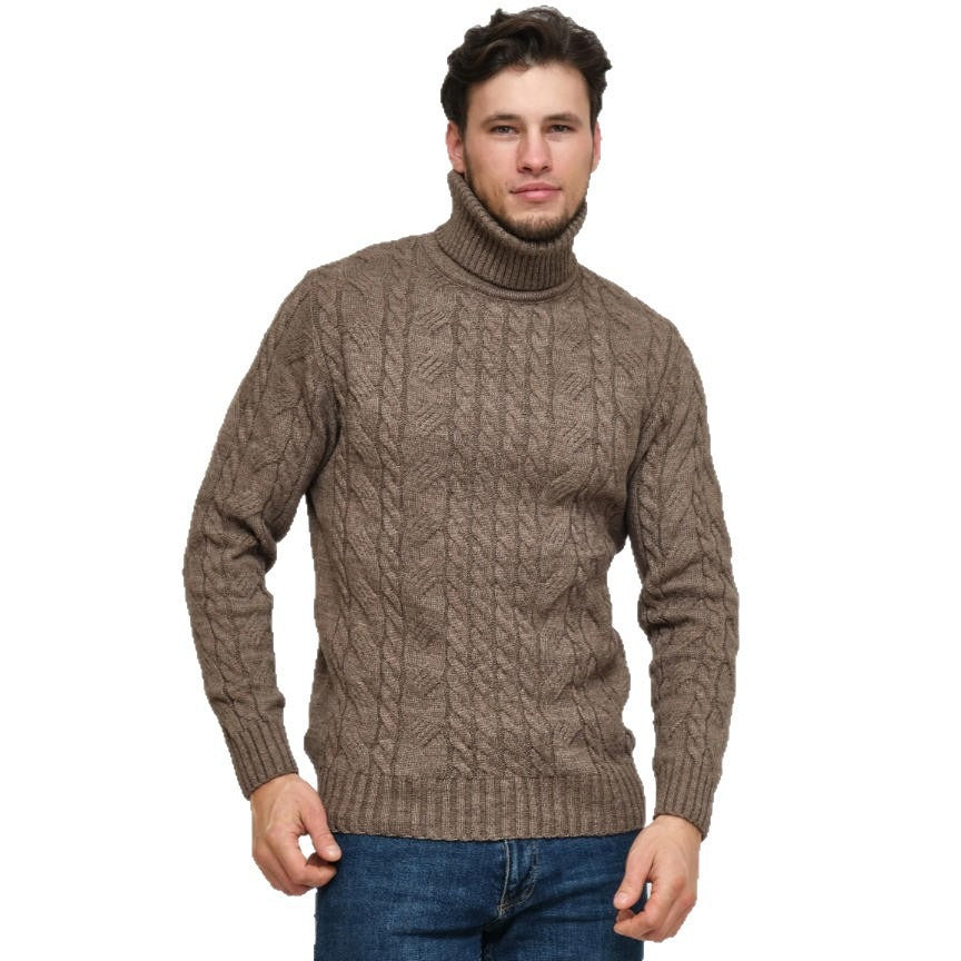 Mens Turtleneck Cable-Knit Sweater In Plus Sizes by Ricaloux