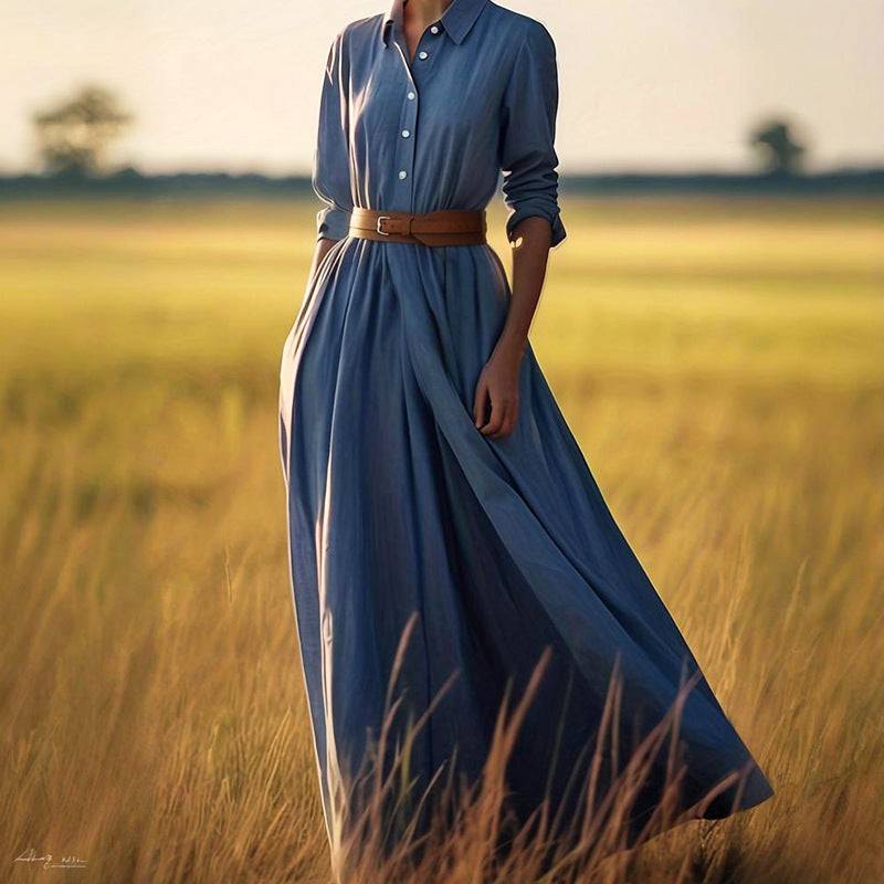 Womens Fashion Long-sleeve Vintage-style Midi Dress by Ricaloux