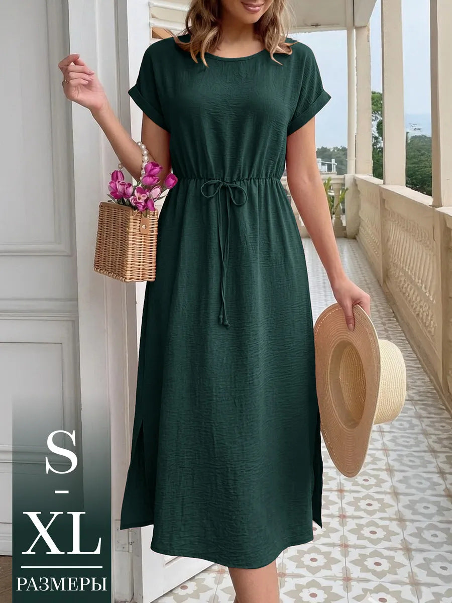 Womens Casual Loose-fitting Round-neck Dress by Ricaloux
