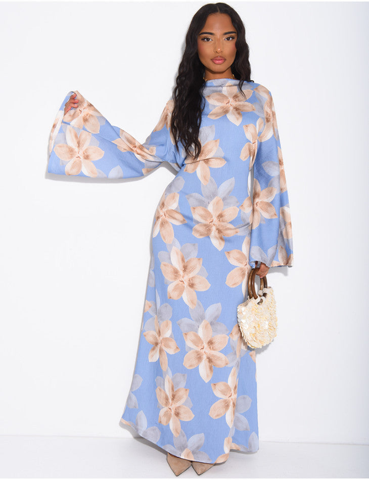 Women's Long-sleeve Plus-size Printed Dress by Ricaloux