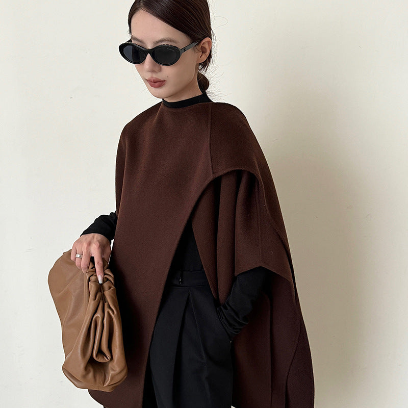 Womens Double-Sided Wool Cape Shawl Coat Jacket – Premium 0 | RICALOUX