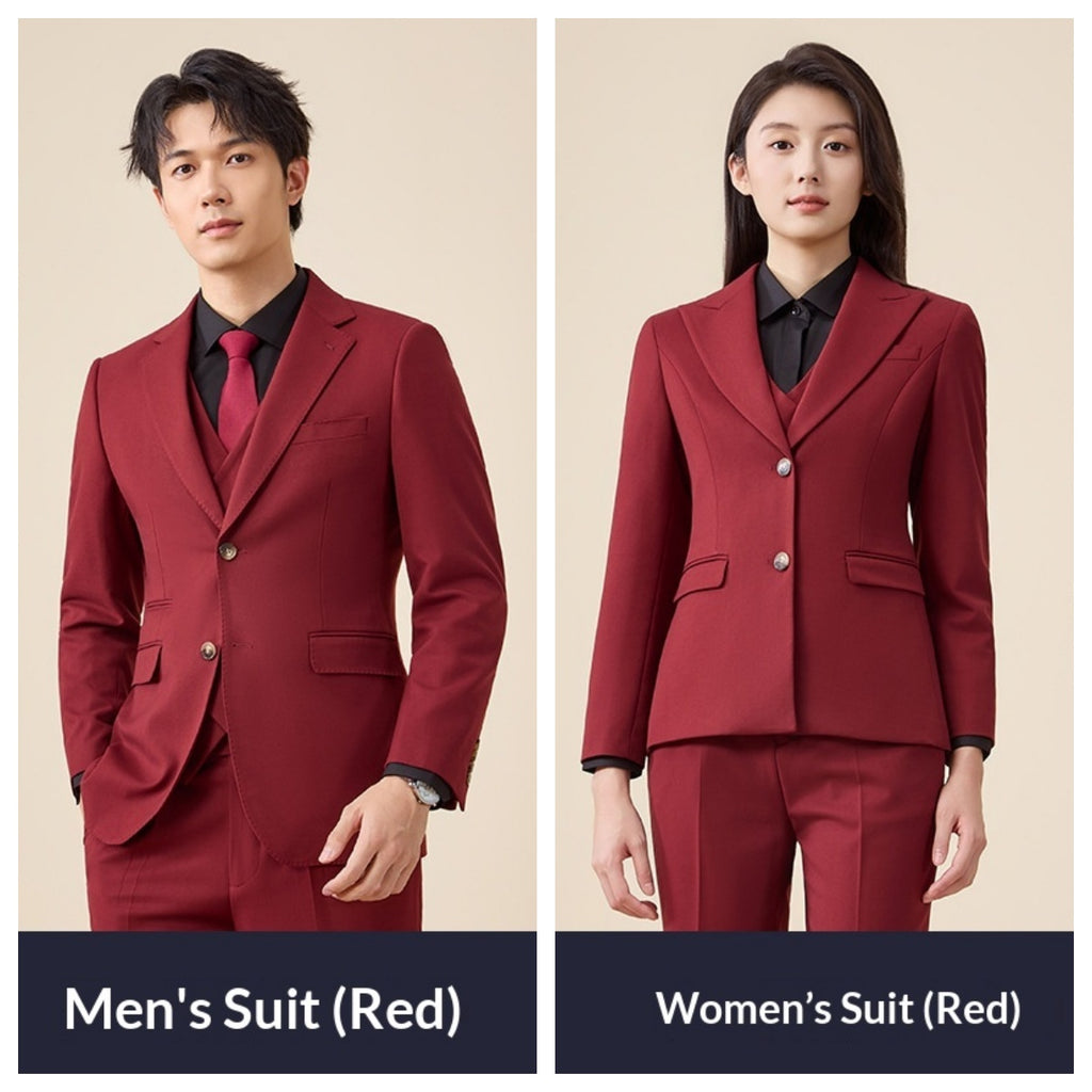 High-end Red Suit Set Unisex Professional Attire by Ricaloux