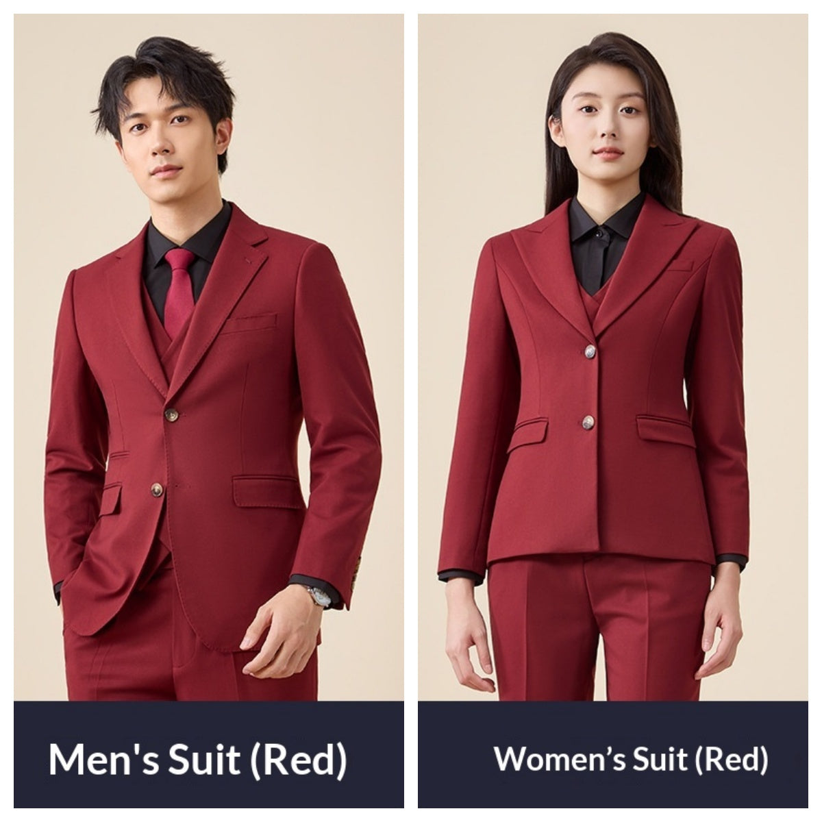 High-end Red Suit Set Unisex Professional Attire by Ricaloux