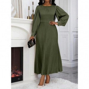Long-sleeved Pleated Dress European And American Style by Ricaloux