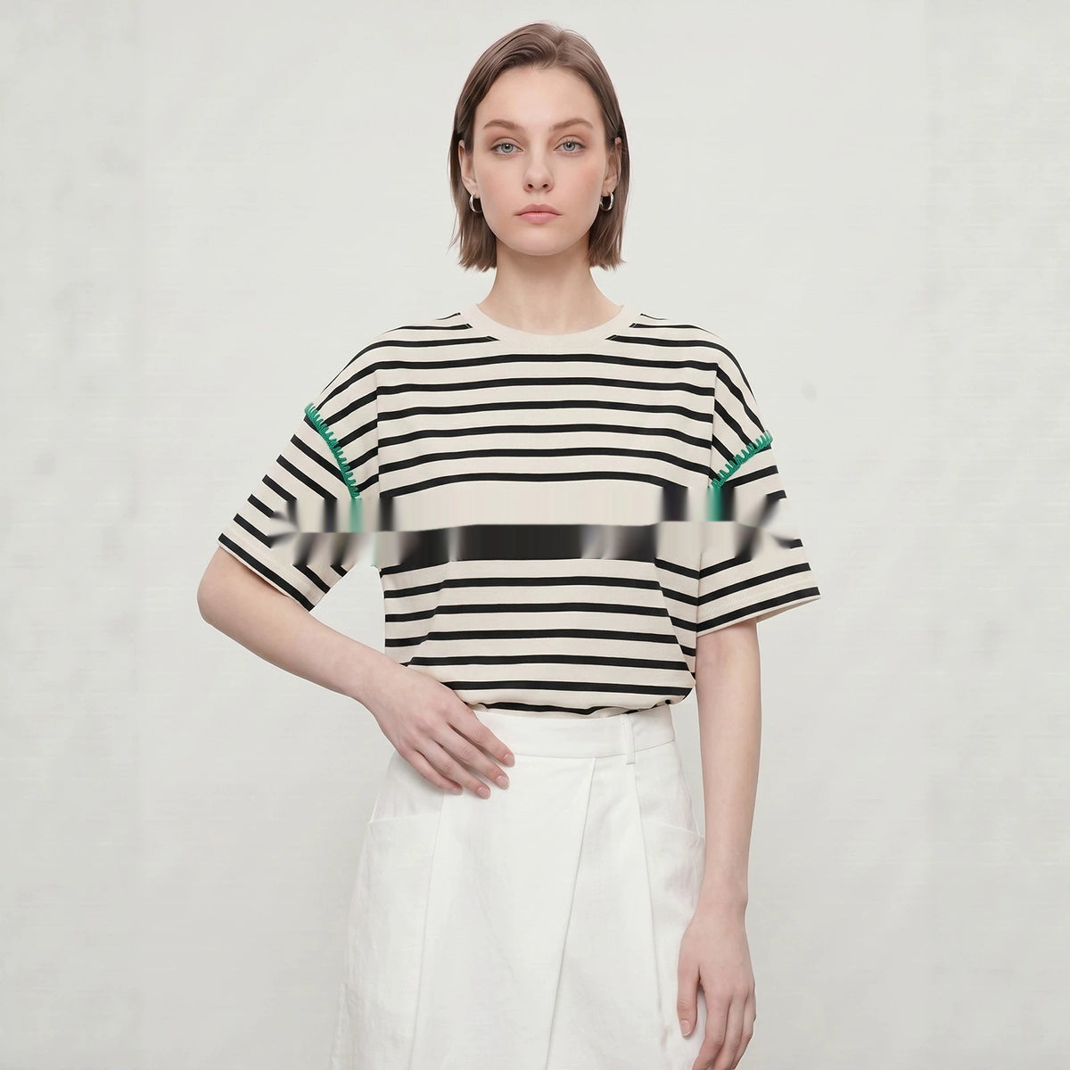 Striped Loose-fitting Long-length Color-block Summer Casual Versatile Top – Premium 0 | RICALOUX