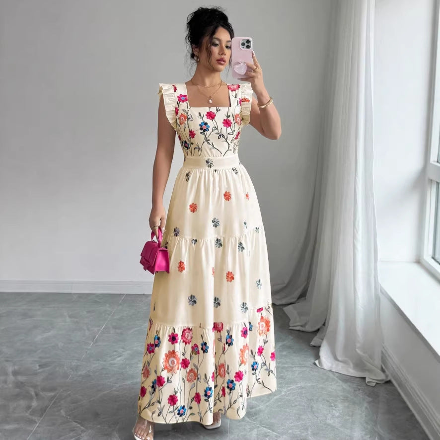Womens Puff-sleeve Floral-print Waist-cinching Dress by Ricaloux