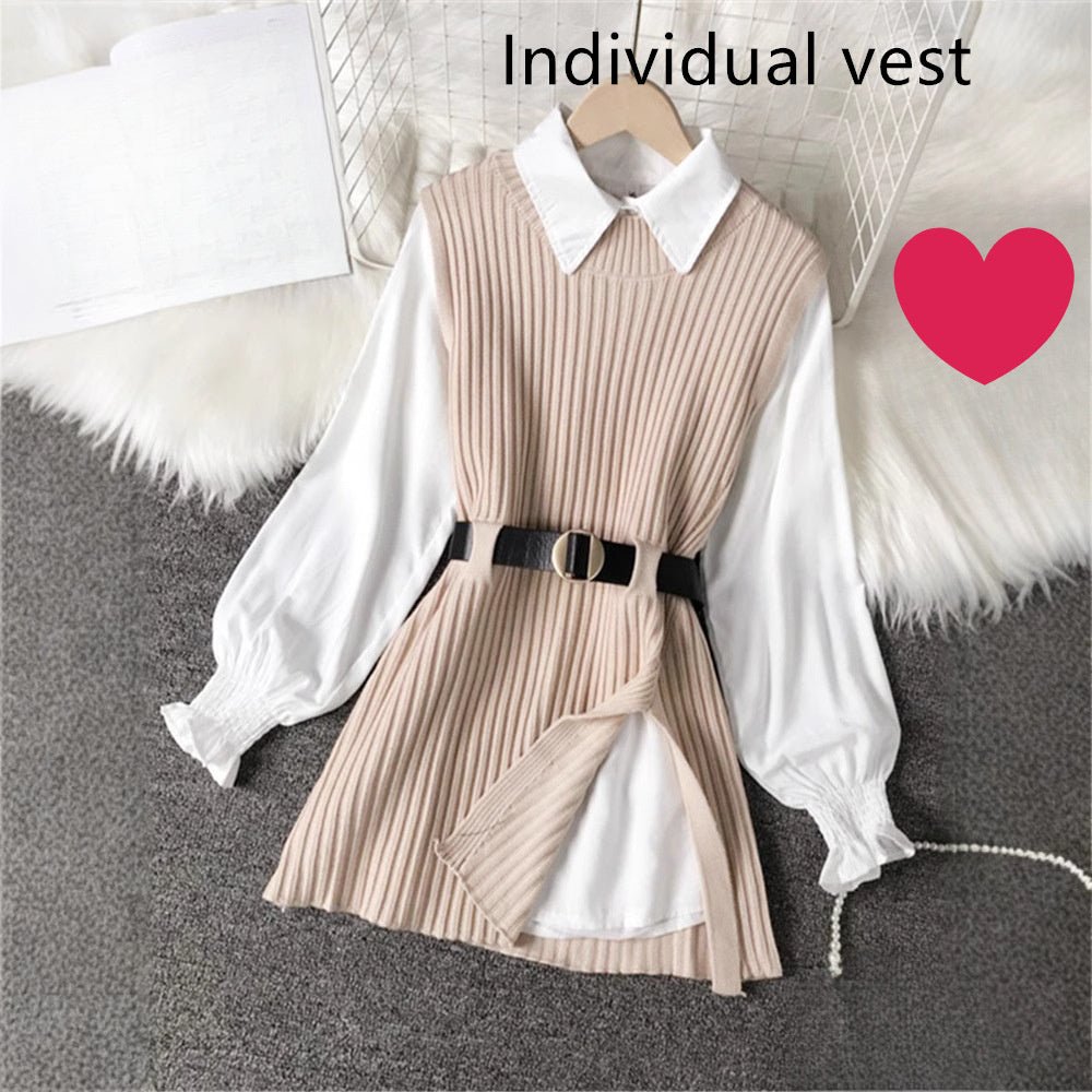 Shirt Knitted Two-piece Vest Set Fan High Quality Casual Fashion - RICALOUX