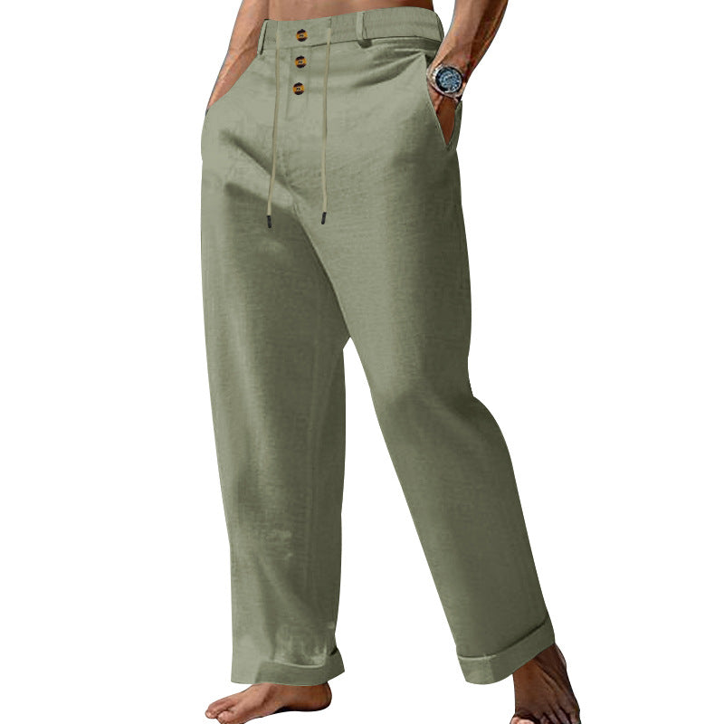 Mens SpringSummer New Fashion Straight-leg Cotton-Linen Casual Pants – Premium 0 | RICALOUX