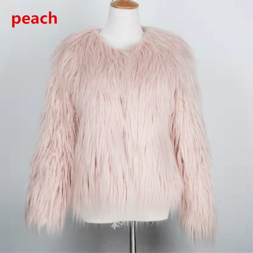 Long-sleeve Plus-size Washed Shearling Coat For European And American Women by Ricaloux