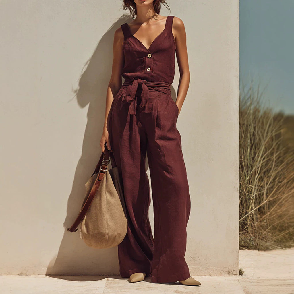 Loose-fitting Sleeveless Strap Jumpsuit by Ricaloux
