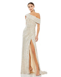 Sequined Evening Gown Chic Off-shoulder Design With A High Slit Celebrity-style Dress – Premium 0 | RICALOUX