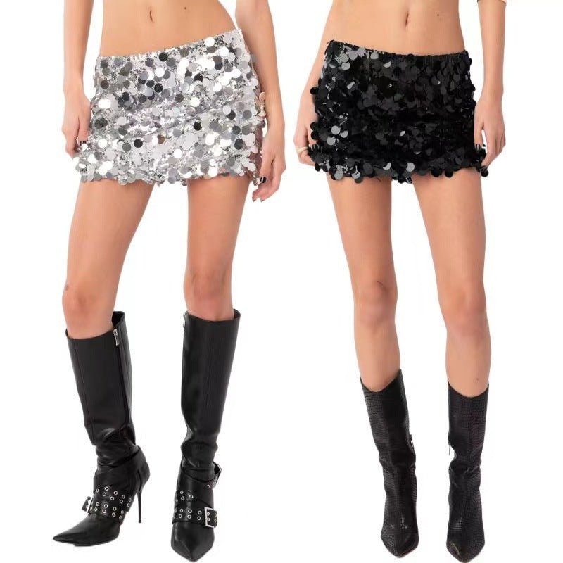 Women's Irregular Sequin Fashion Short Skirt - RICALOUX