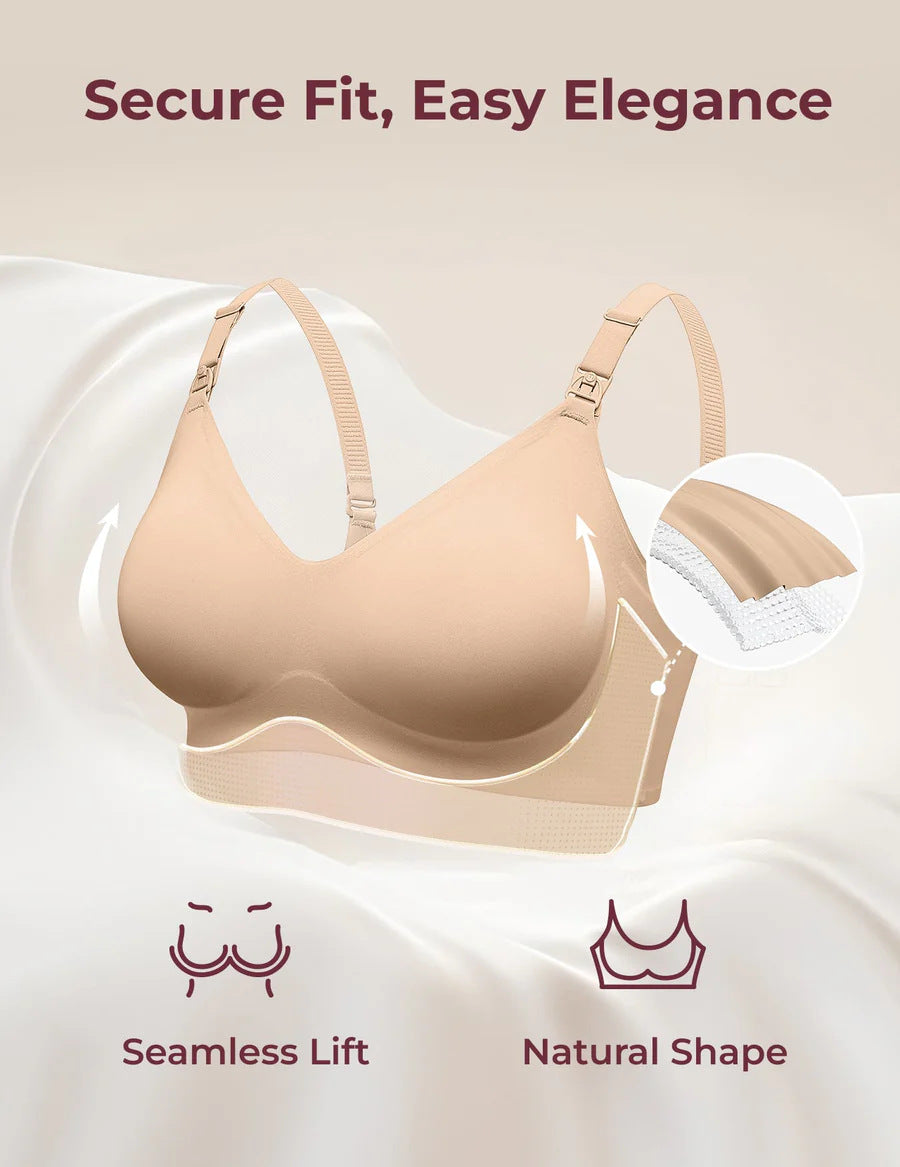 Womens Solid-color Minimalist Seamless Ultra-comfortable Maternity Bra by Ricaloux