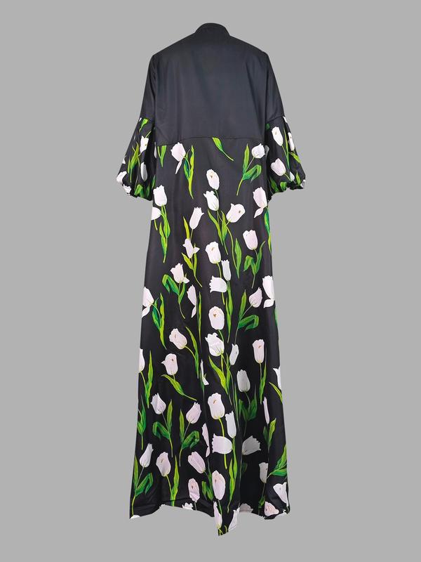 Printed Minimalist Midi Dress European And American Style by Ricaloux