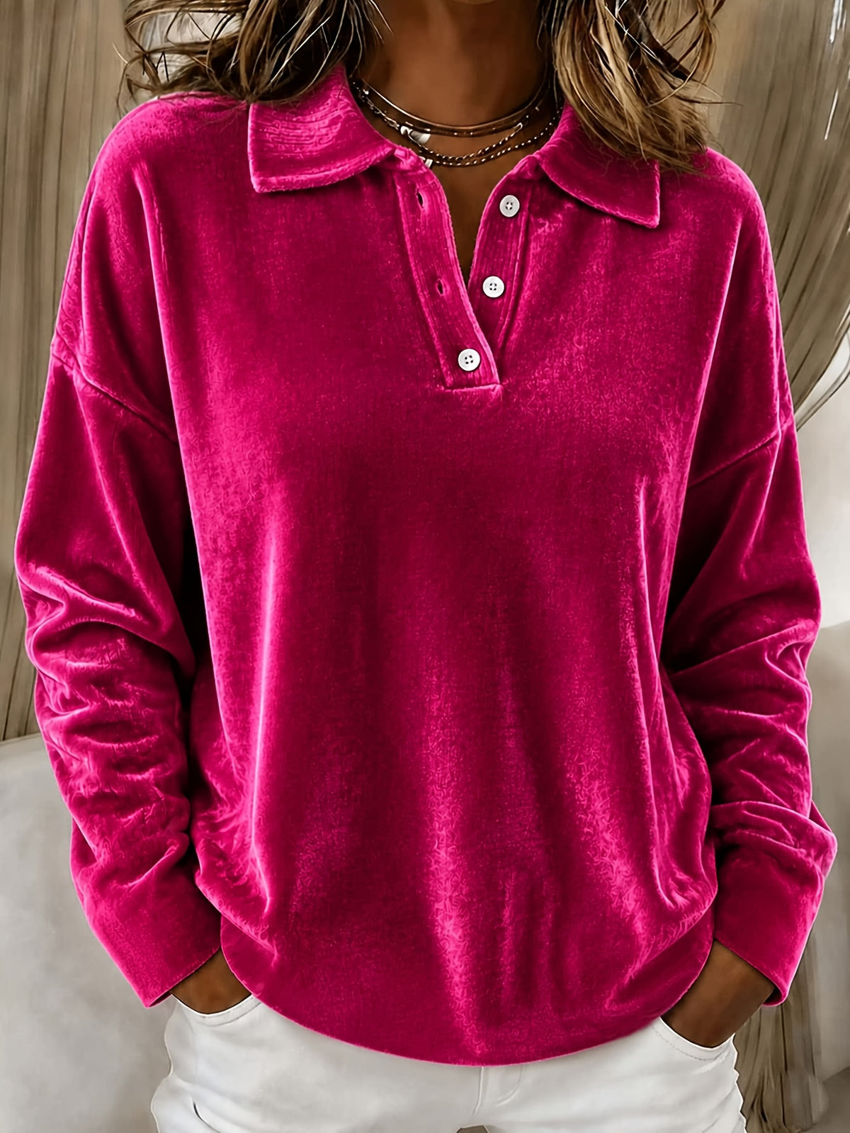 Relaxed And Versatile Long-sleeved Polo Shirt With A Turned-up Collar – Premium 0 | RICALOUX