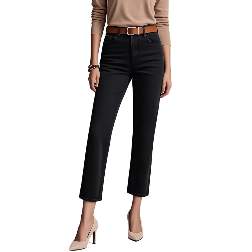 Black Womens Slim Straight-leg Jeans – Premium 0 | RICALOUX