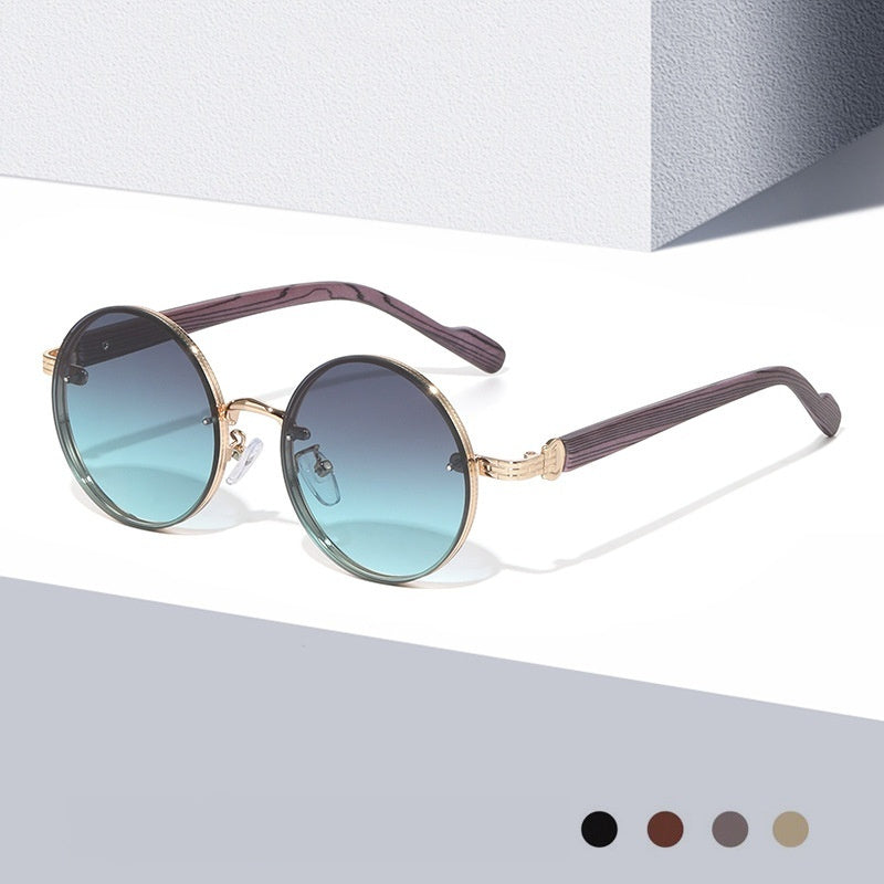 Retro Wood-grain Sunglasses For Men Round Frame – Premium 0 | RICALOUX
