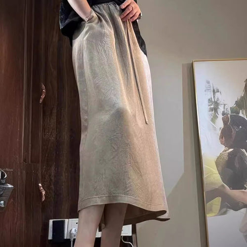Acetate Satin A-line Skirt Womens Summer New Arrival – Premium 0 | RICALOUX