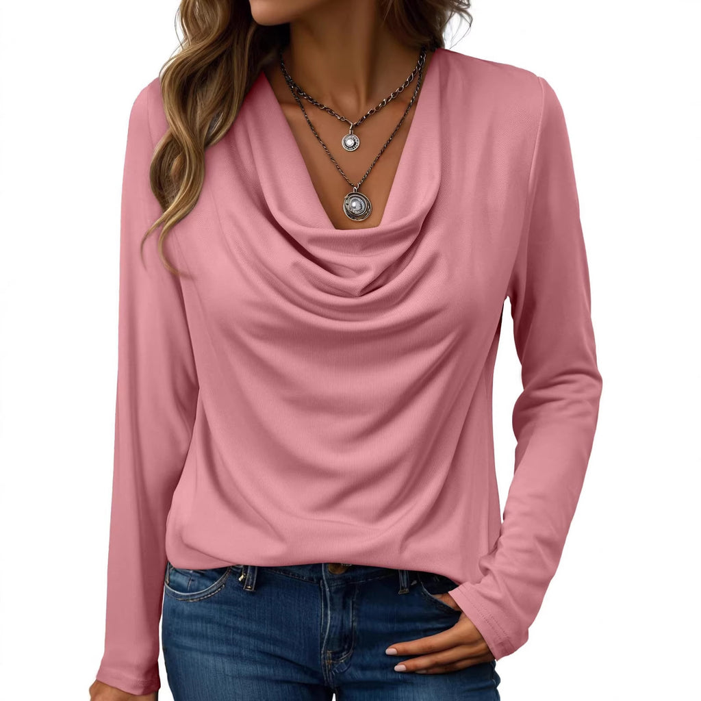 Womens Turtleneck Long-sleeve Loose-fitting Top by Ricaloux