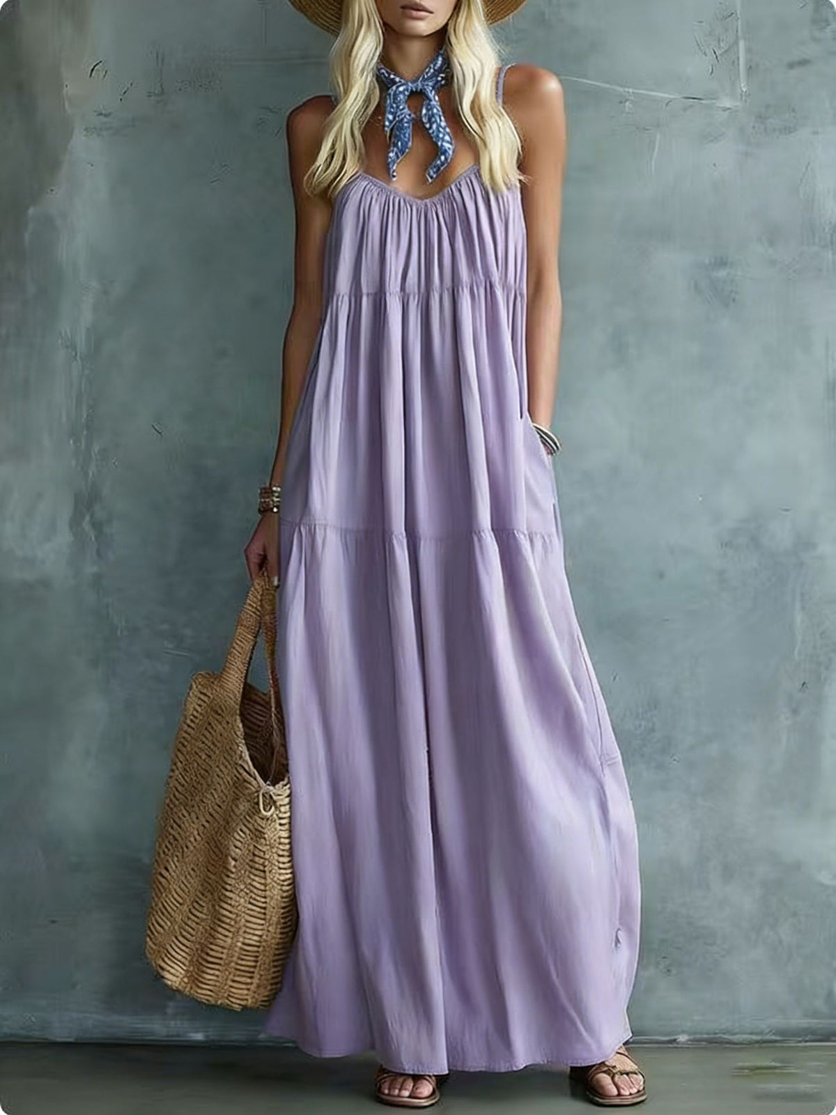Summer New Sleeveless Strap Maxi Dress Elegant One-piece Dress – Premium 0 | RICALOUX