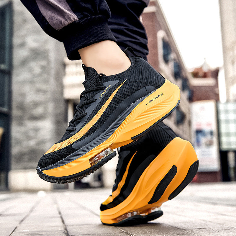 Air Cushion Sports Shoes Men Personalized Fashion Breathable Lace Up Knit Sneakers Casual Outdoor Running Walking Shoes by Ricaloux