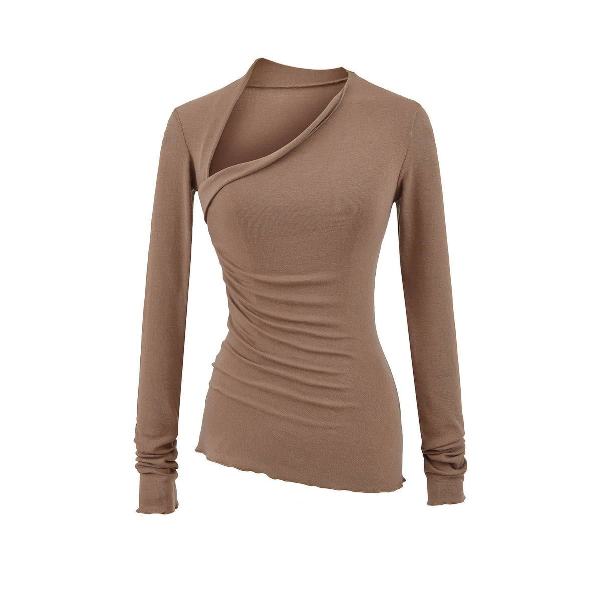 Womens Casual Solid-Color Long-Sleeve T-Shirt by Ricaloux