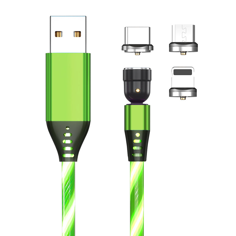 540 Rotate Luminous Magnetic Cable 3A Fast Charging Mobile Phone Charge Cable For LED Micro USB Type C For I Phone Cable – Premium 0 | RICALOUX