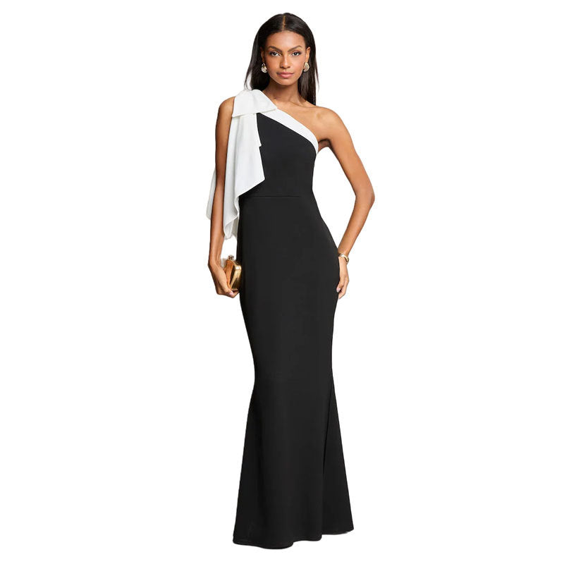 Womens Sexy Off-shoulder Slanted Fashion Slim-fit Dress – Premium 0 | RICALOUX