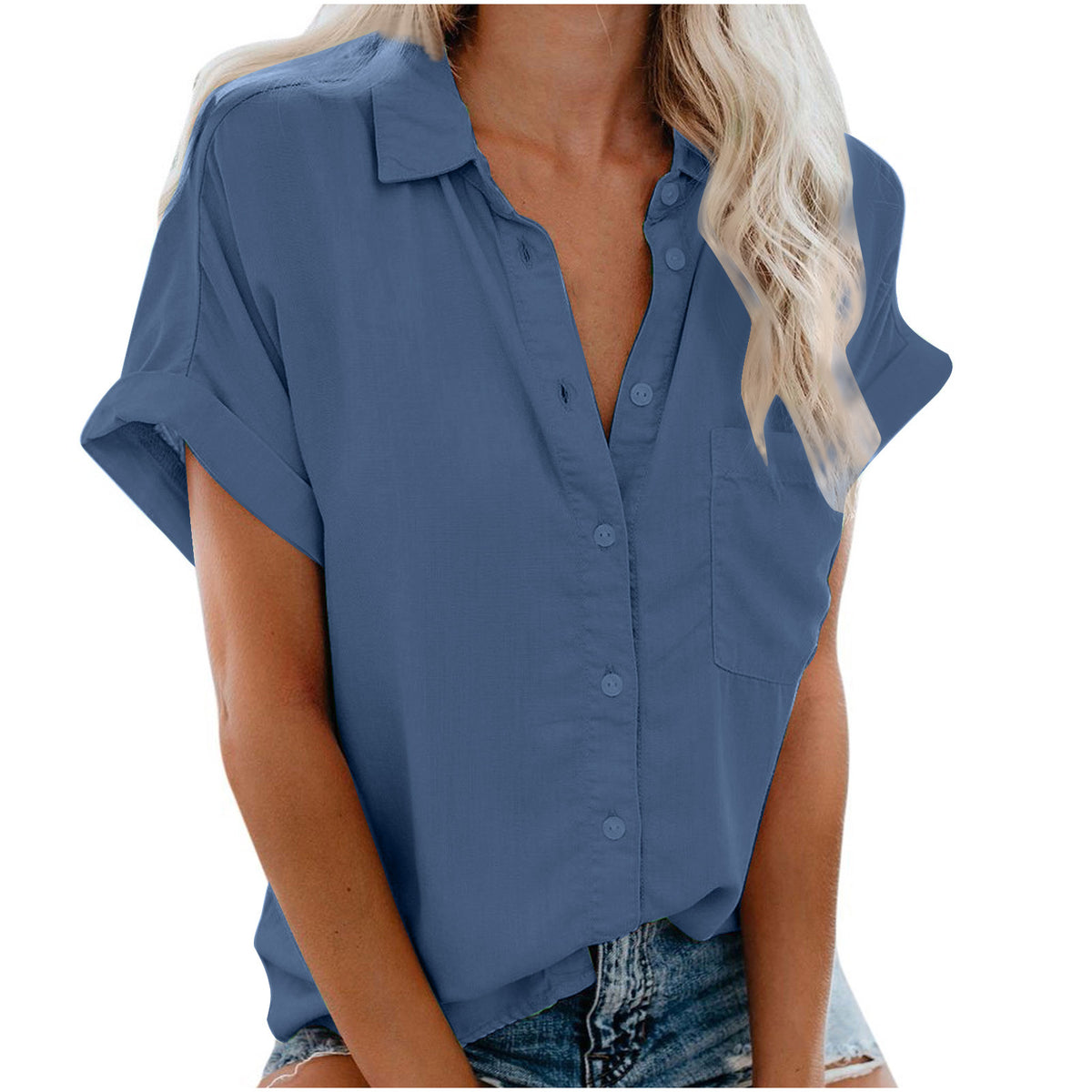 Ladies Lapel Button Shirt Summer by Ricaloux