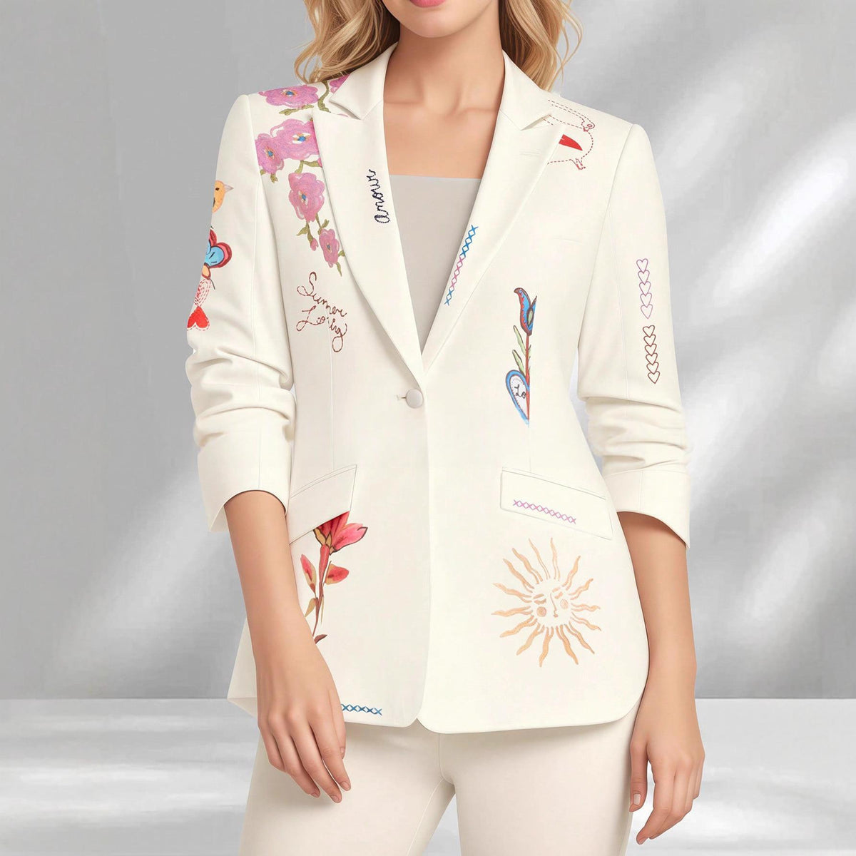 New Stylish Womens Tailored Blazer With A Lapel Western-style Long Sleeves by Ricaloux