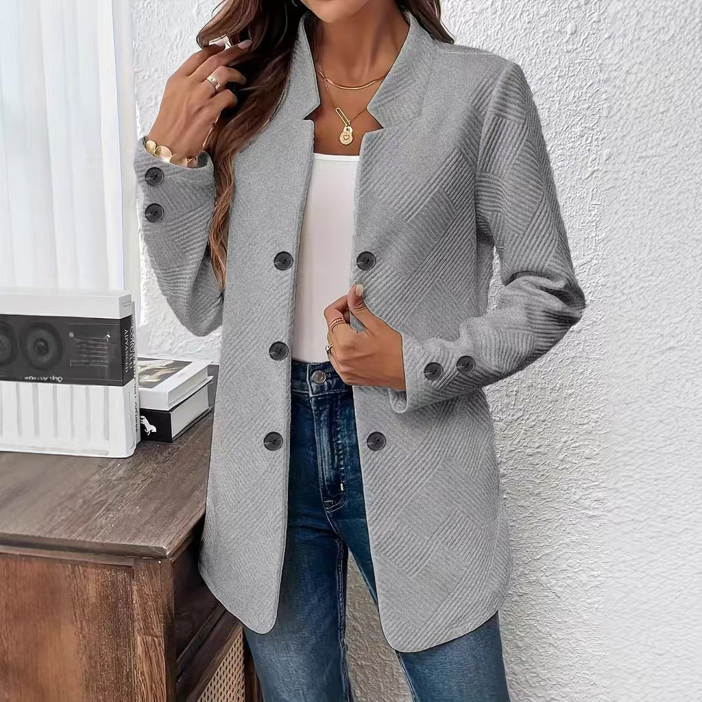 Womens New Stylish Three-button Double-breasted Coatblazer by Ricaloux